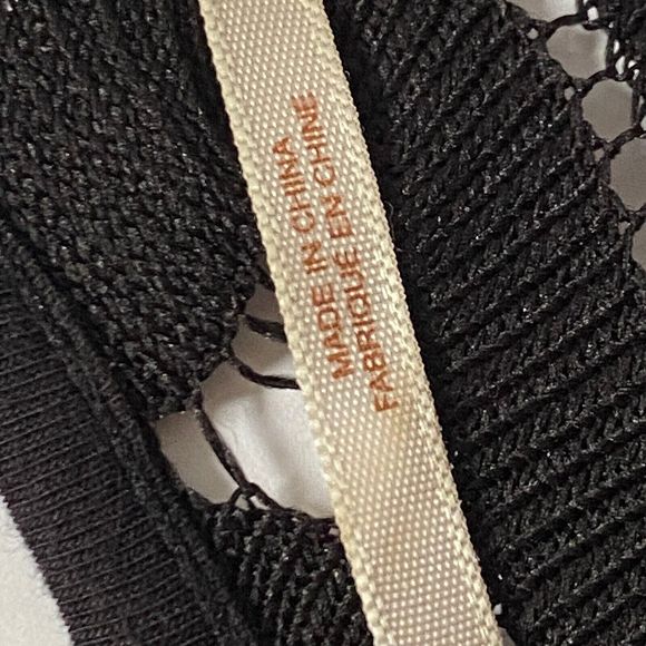 Free People Dress Womens Small Black Crochet Knit Chevron Pattern Bodycon Read - Picture 9 of 15